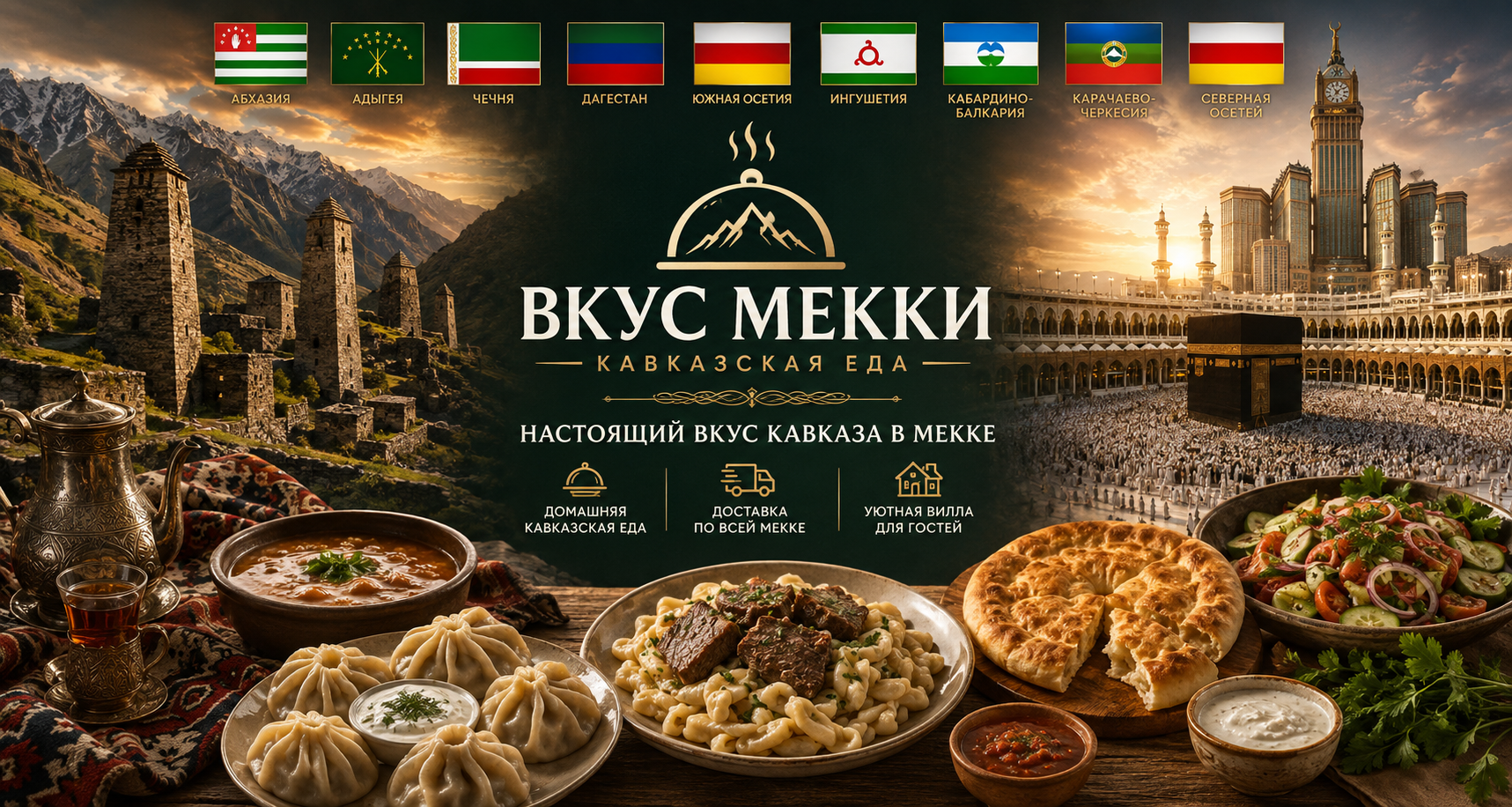Блюда кавказской кухни с доставкой по Мекке